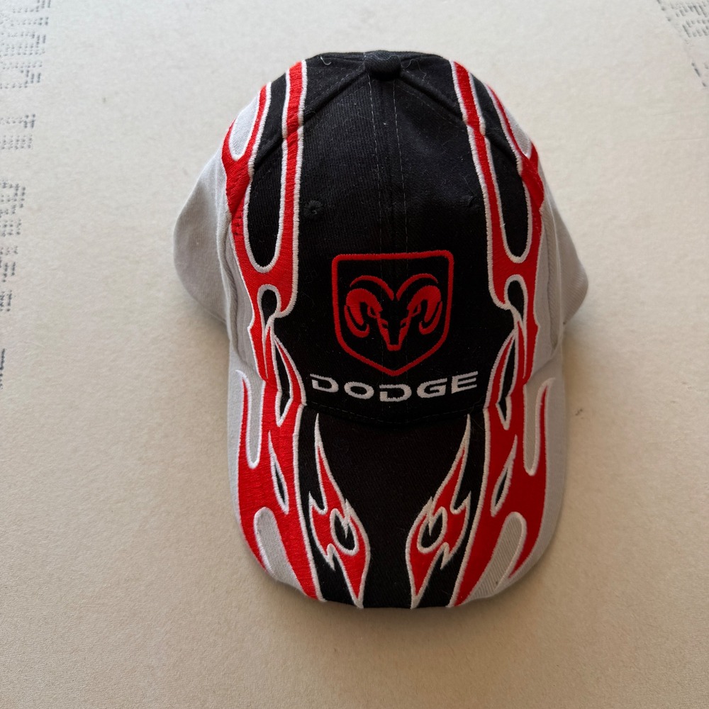 Y2K Dodge Ram Racing Flame Hat Strapback Cap